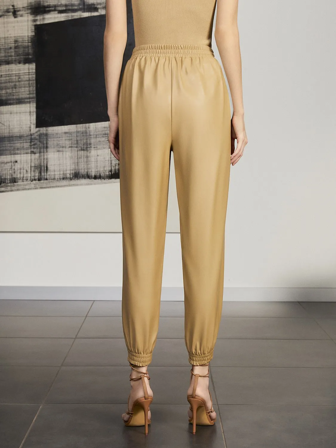 Faux Leather Jogging Pants