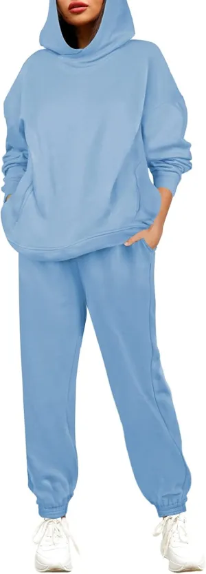 Fixmatti Women Hoodies Tracksuit Long Sleeve Sweatshirts Jogger Pant 2 Piece Outfits