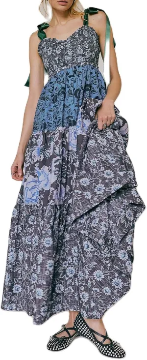 Floral Maxi Dresses for Women Sleeveless Tie Shoulder Smocked Flowy Boho Long Dress Y2k Summer Vacation Sundress