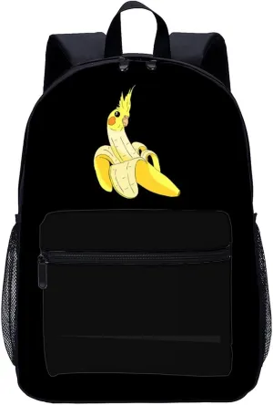 Funny Banana Cockatiel 17 Inch Laptop Backpack Large Capacity Daypack Travel Shoulder Bag for Men&Women