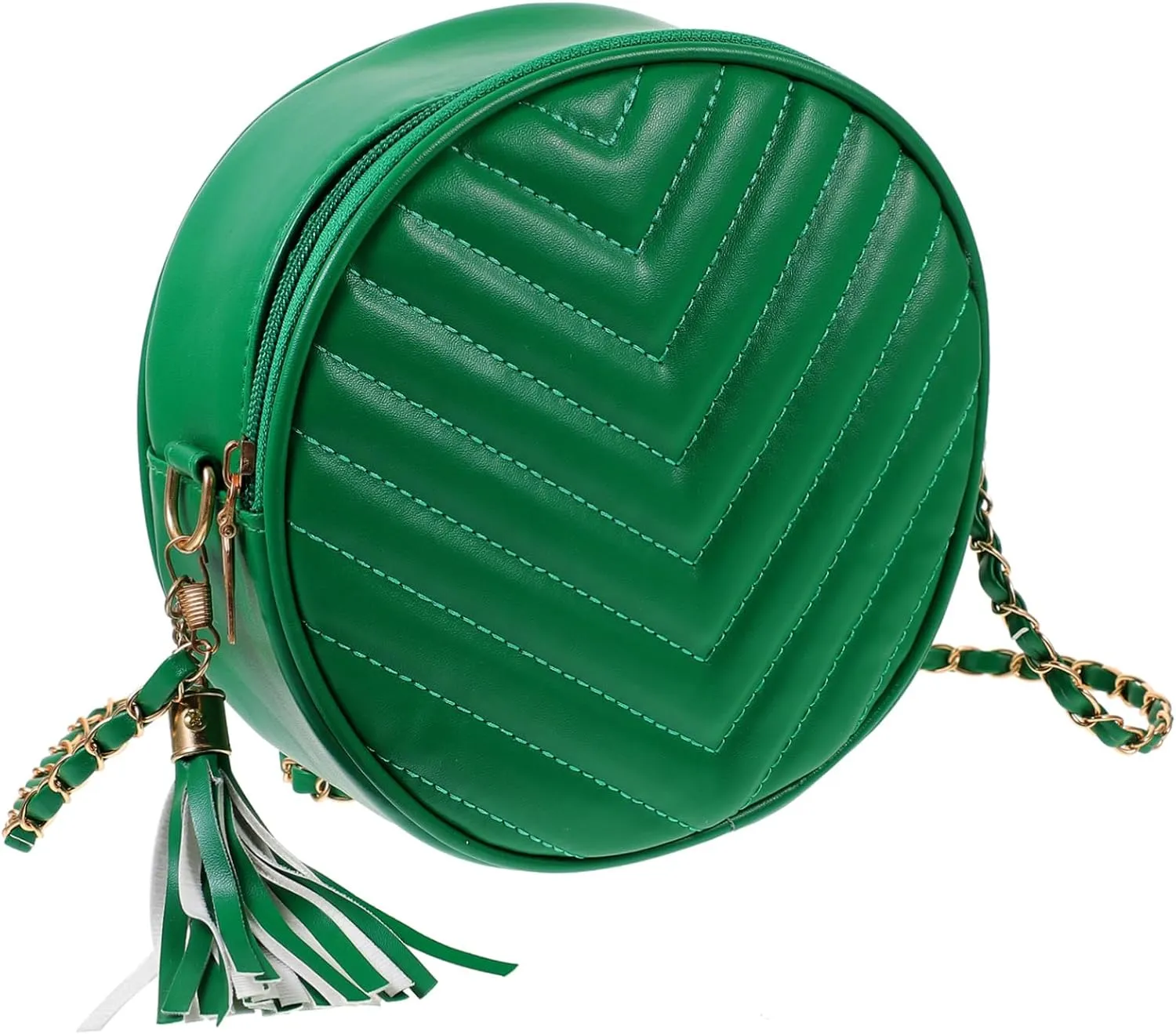 GALPADA Fashion Round Tassel Crossbody Bag Women's Single Shoulder Satchel Small Flower Pu Leather Purse Designer Bag