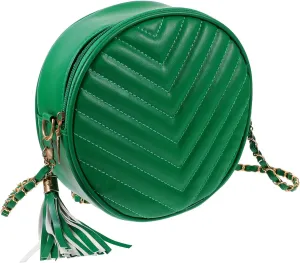 GALPADA Fashion Round Tassel Crossbody Bag Women's Single Shoulder Satchel Small Flower Pu Leather Purse Designer Bag