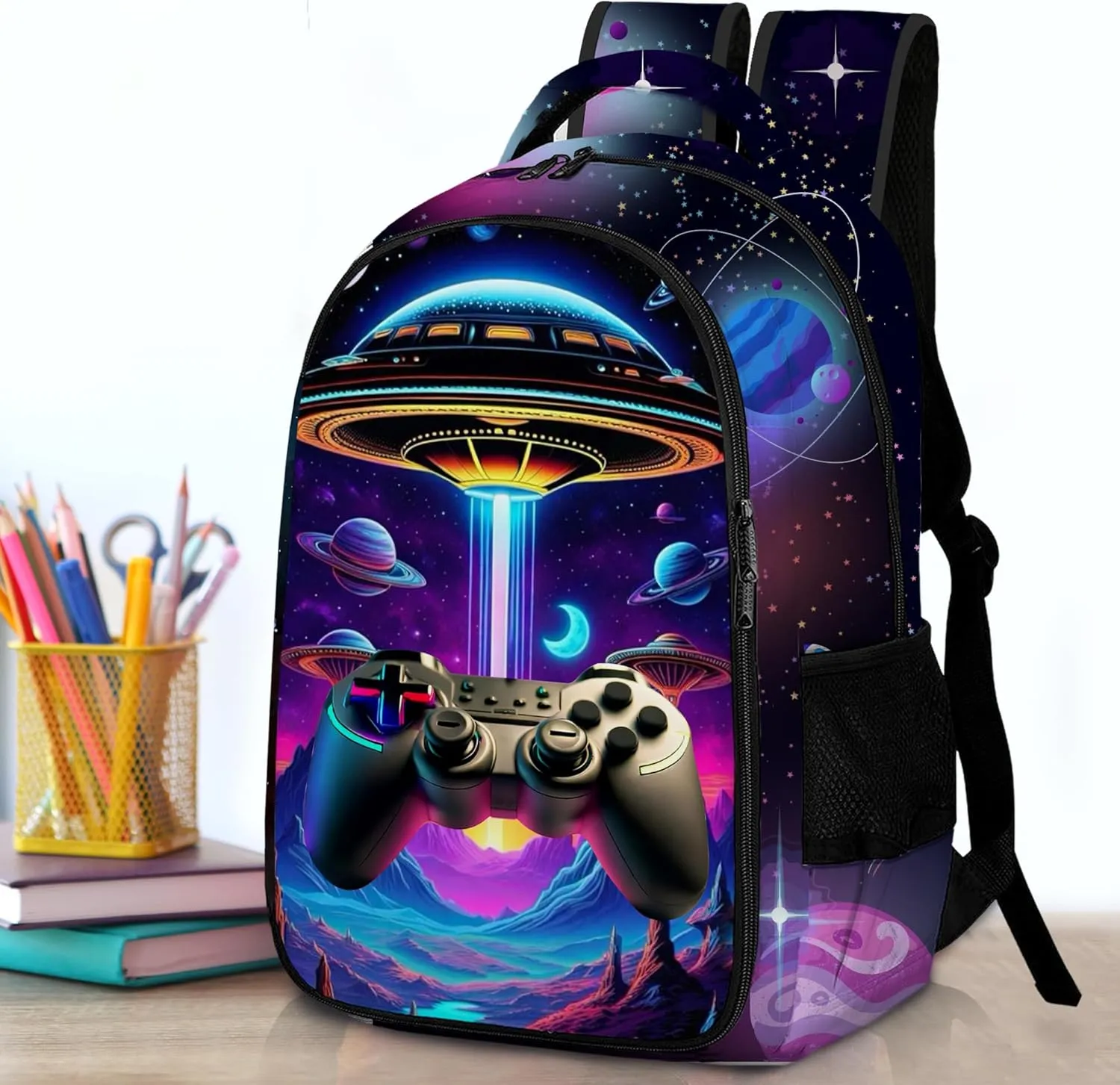Game Backpack Set for Boys, Gaming Backpack 3 Pack, Boy Backpack Lunch Box, and Pencil Bag for Kids Teens Elementary Middle School Large Capacity Game School Bag 17" Travel Back Pack