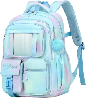 Girls backpack,Kids Backpack for Girl,Cute Elementary Bookbag Waterproof Large Capacity School Bag Backpacks for Girls (Blue)