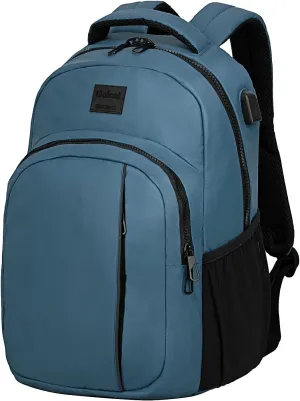 Goloni 15.6 Travel Laptop Backpack with USB Charging Port, Men Man Women Back Pack,Work,Casual College,High Schol Book Bag for Teens Lightweight Waterproof Casual Notebook Bag,Blue