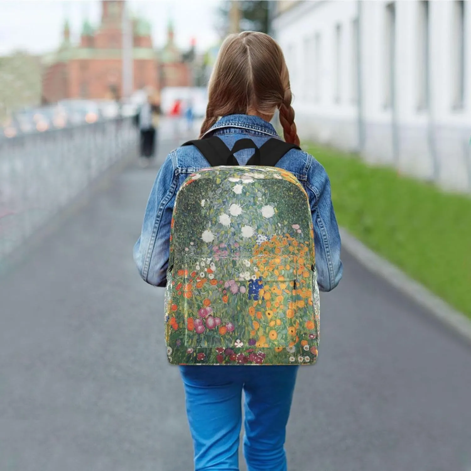 Gustav Klimt Flower Garden Backpacks For Teen Girls Boys School Bookbag
