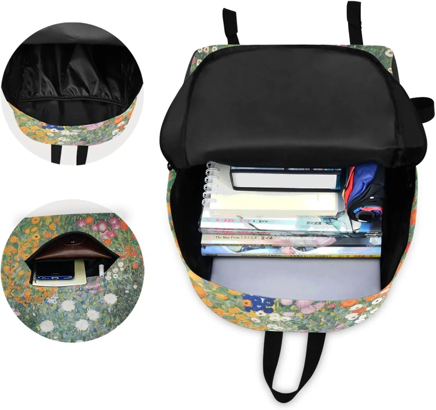 Gustav Klimt Flower Garden Backpacks For Teen Girls Boys School Bookbag