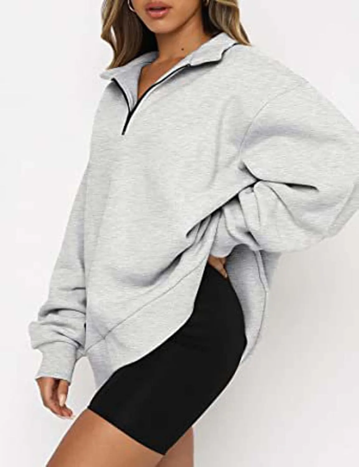 Half Zip Oversized Sweatshirt for Women Quarter Zip Hoodie Pullover Long Sleeve Sweater Teen Girls Fall Y2K Clothes
