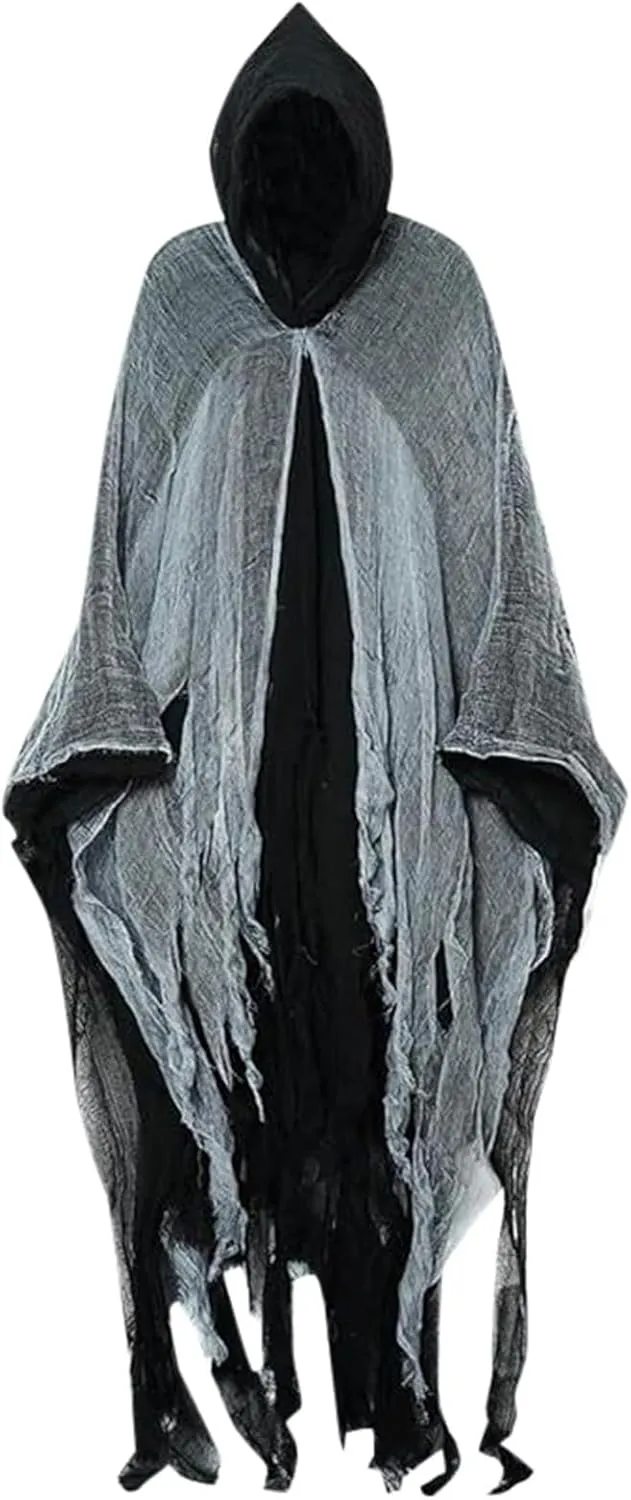 Halloween Cloak Adult Cosplay Witch Costumes Scary Prank Props Medieval Renaissance Hooded Robe Cape