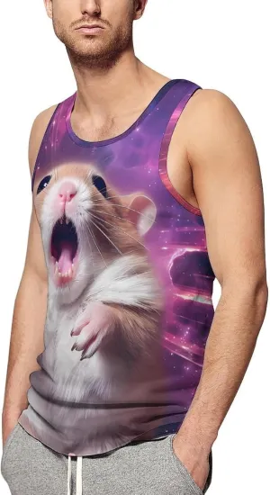 Hamster with A Galaxy Mens Tank Top Undershirt Sleeveless Gym Vest Workout T-Shirts