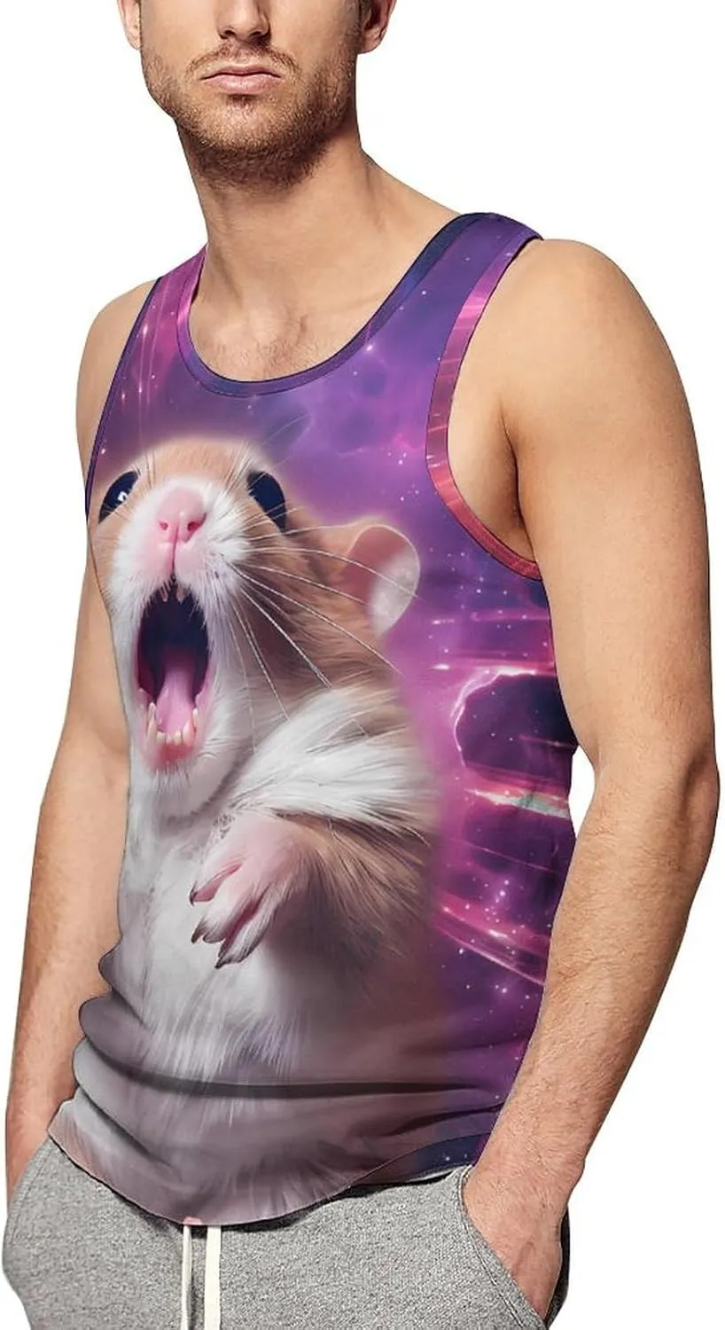 Hamster with A Galaxy Mens Tank Top Undershirt Sleeveless Gym Vest Workout T-Shirts