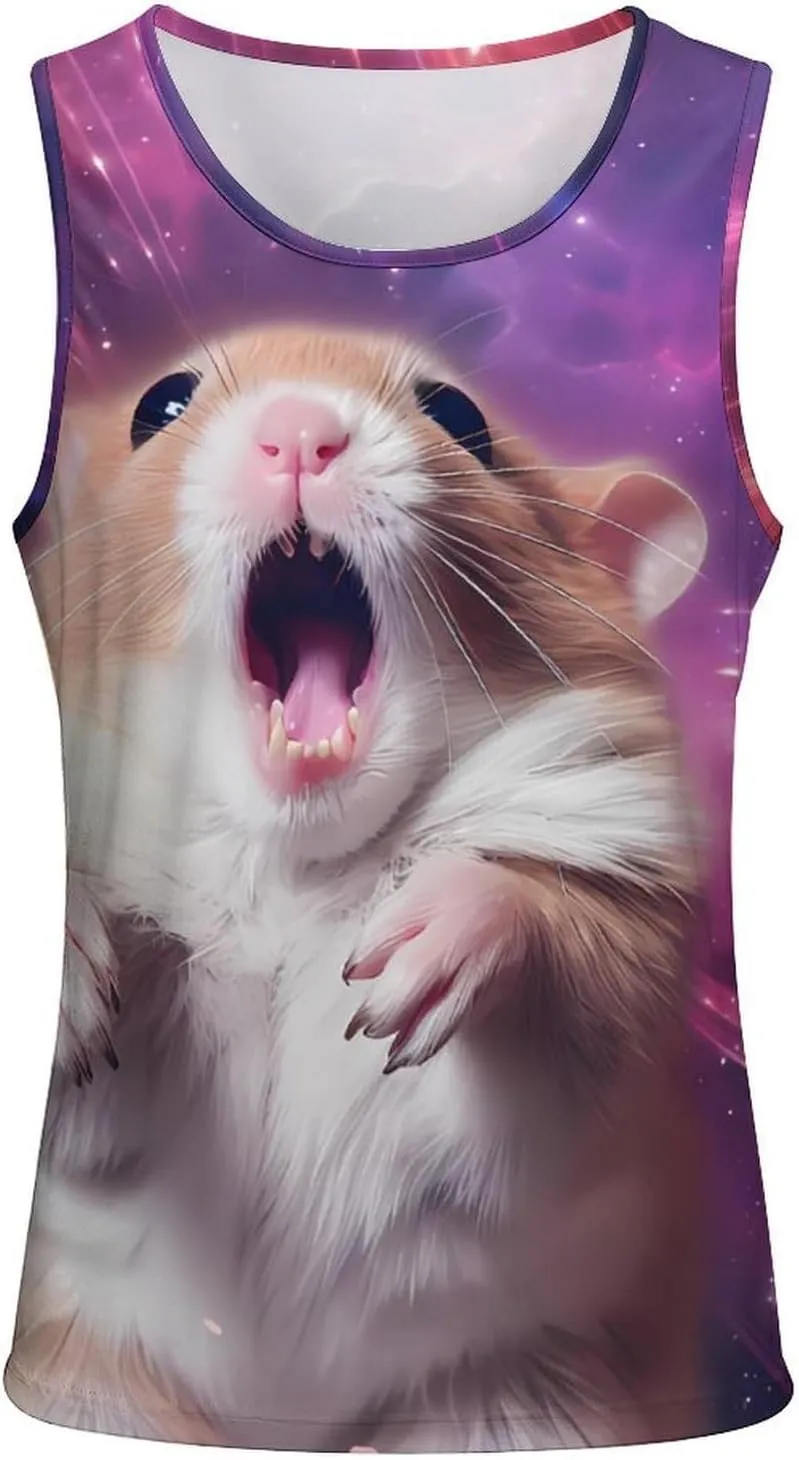 Hamster with A Galaxy Mens Tank Top Undershirt Sleeveless Gym Vest Workout T-Shirts