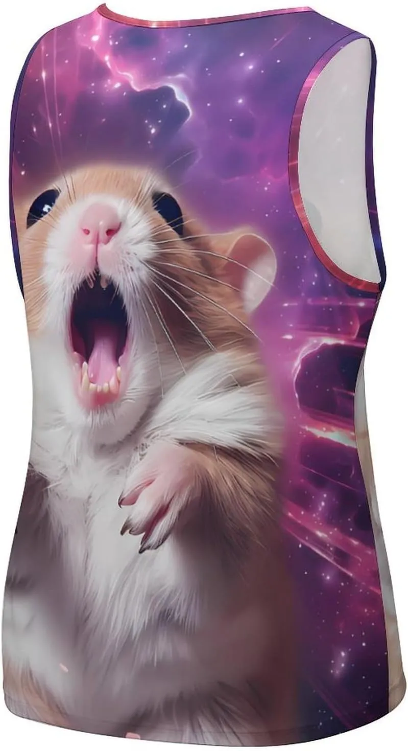 Hamster with A Galaxy Mens Tank Top Undershirt Sleeveless Gym Vest Workout T-Shirts