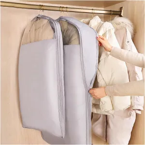 Hanging Garment Bags, Wardrobe Garment Covers with Zipper Dustproof Suit Bag, 40% Space Saving Self Compression Clothes Storage Bags for Down Jacket(Size:1305815cm)