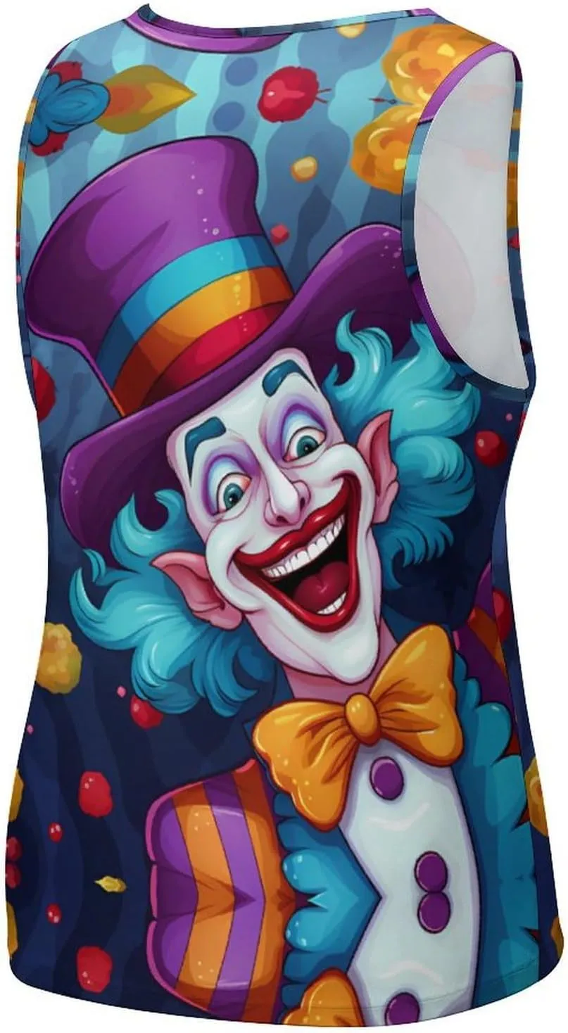 Happy Working Clown Mens Tank Top Undershirt Sleeveless Gym Vest Workout T-Shirts