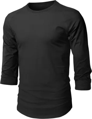 Hat and Beyond Mens Vintage Baseball Raglan 3/4 Sleeve Plain Casual Tee Basic Active T Shirts