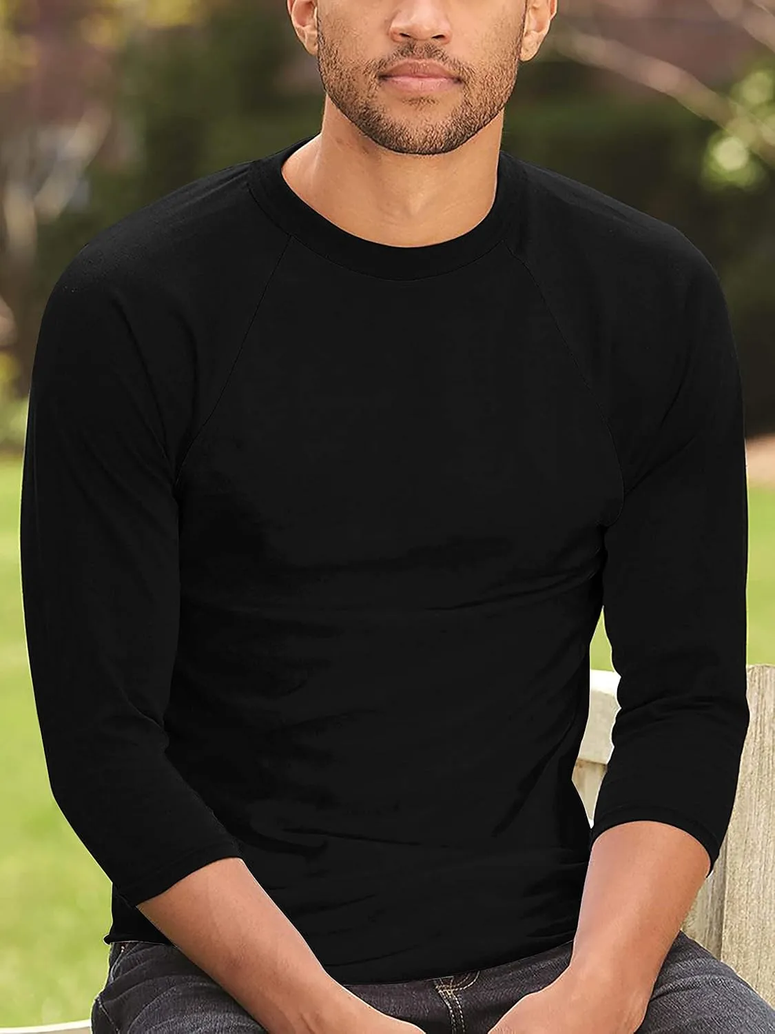 Hat and Beyond Mens Vintage Baseball Raglan 3/4 Sleeve Plain Casual Tee Basic Active T Shirts