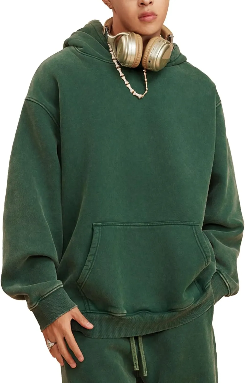 hathne Men's Oversized Hoodies Sweatshirt Cotton Wash Hooded Baggy Pullover Hoodies Vintage Winter Spring