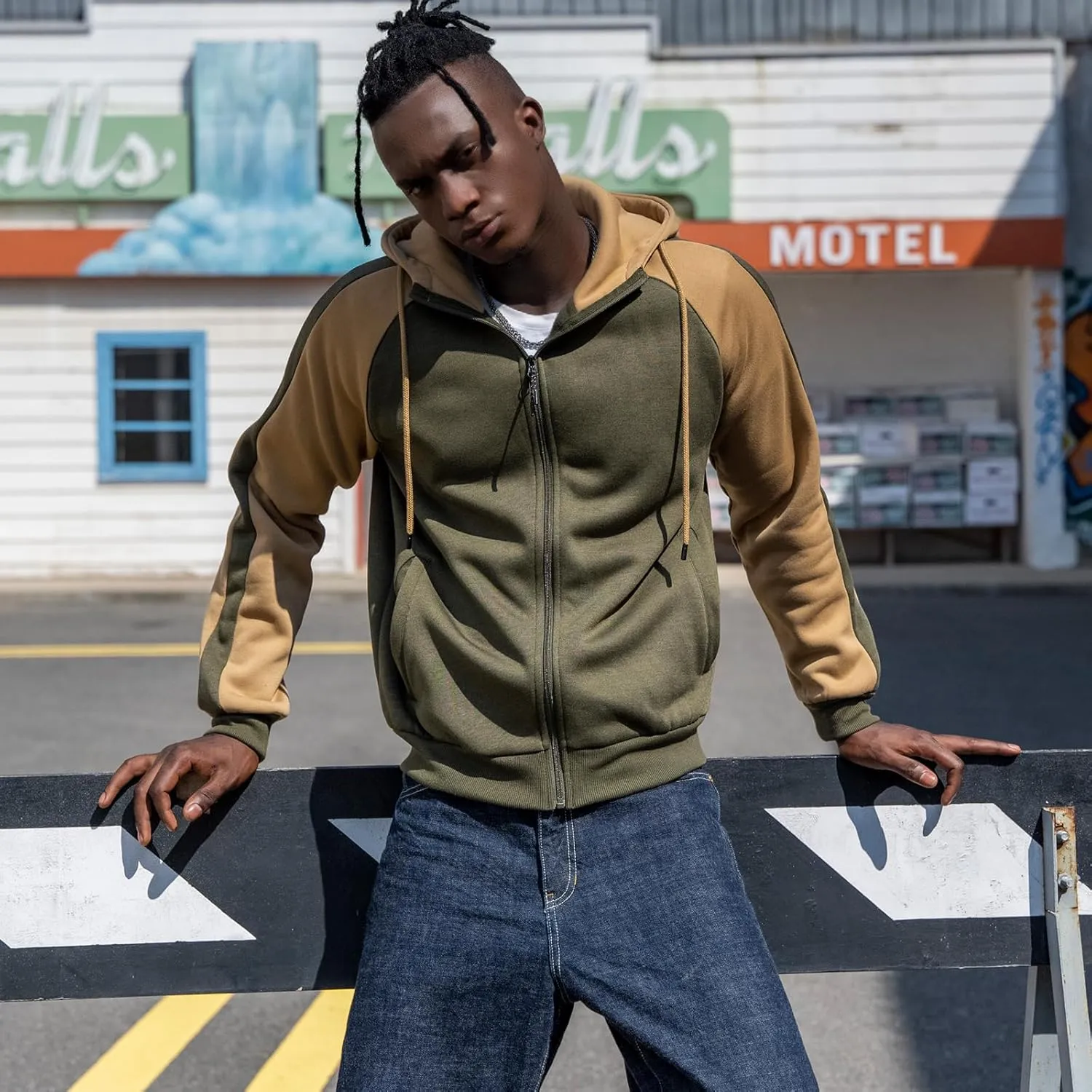 Hoodies for Men Zip Up Hoodie Drawstring Casual Long Sleeve Pocket Hooded Sweatshirts