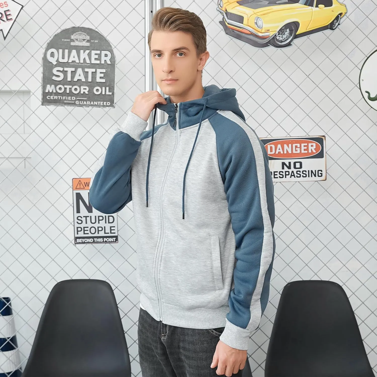 Hoodies for Men Zip Up Hoodie Drawstring Casual Long Sleeve Pocket Hooded Sweatshirts