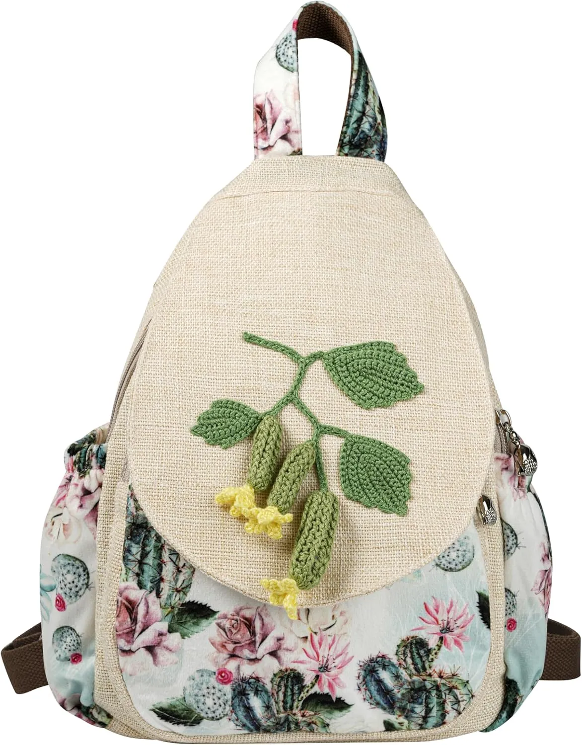 HUANGGUOSHU Bohemian Hand-Knit Backpack - Unique Artistry & Multi-Pocket Design for Girls, Moms & College Students - Ideal for Travel, School & Work-Cucumber Backpack