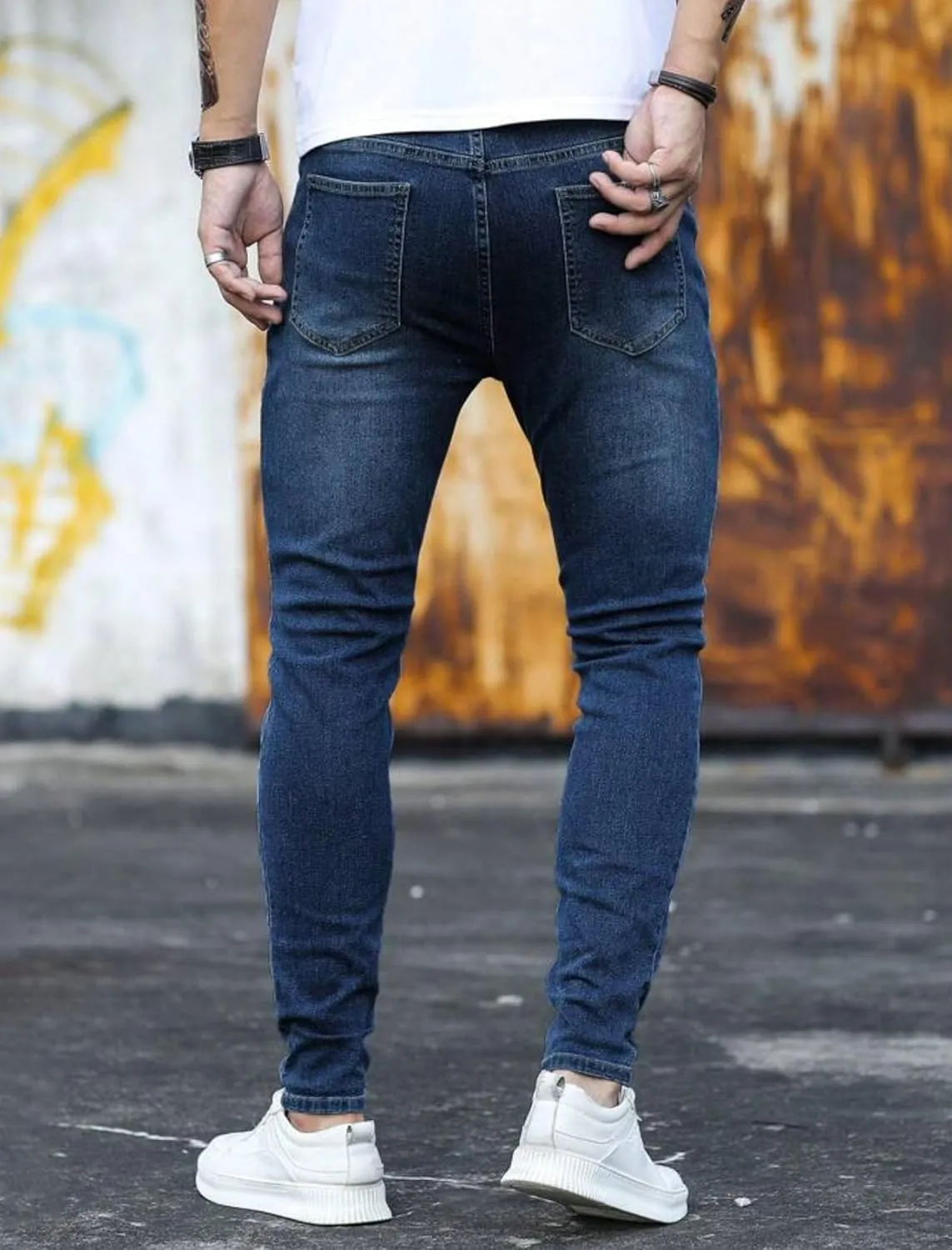 HUNGSON Skinny Jeans for Men Stretch Slim Fit Ripped Distressed