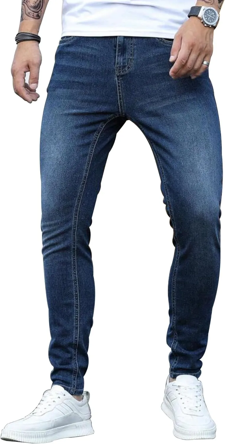 HUNGSON Skinny Jeans for Men Stretch Slim Fit Ripped Distressed