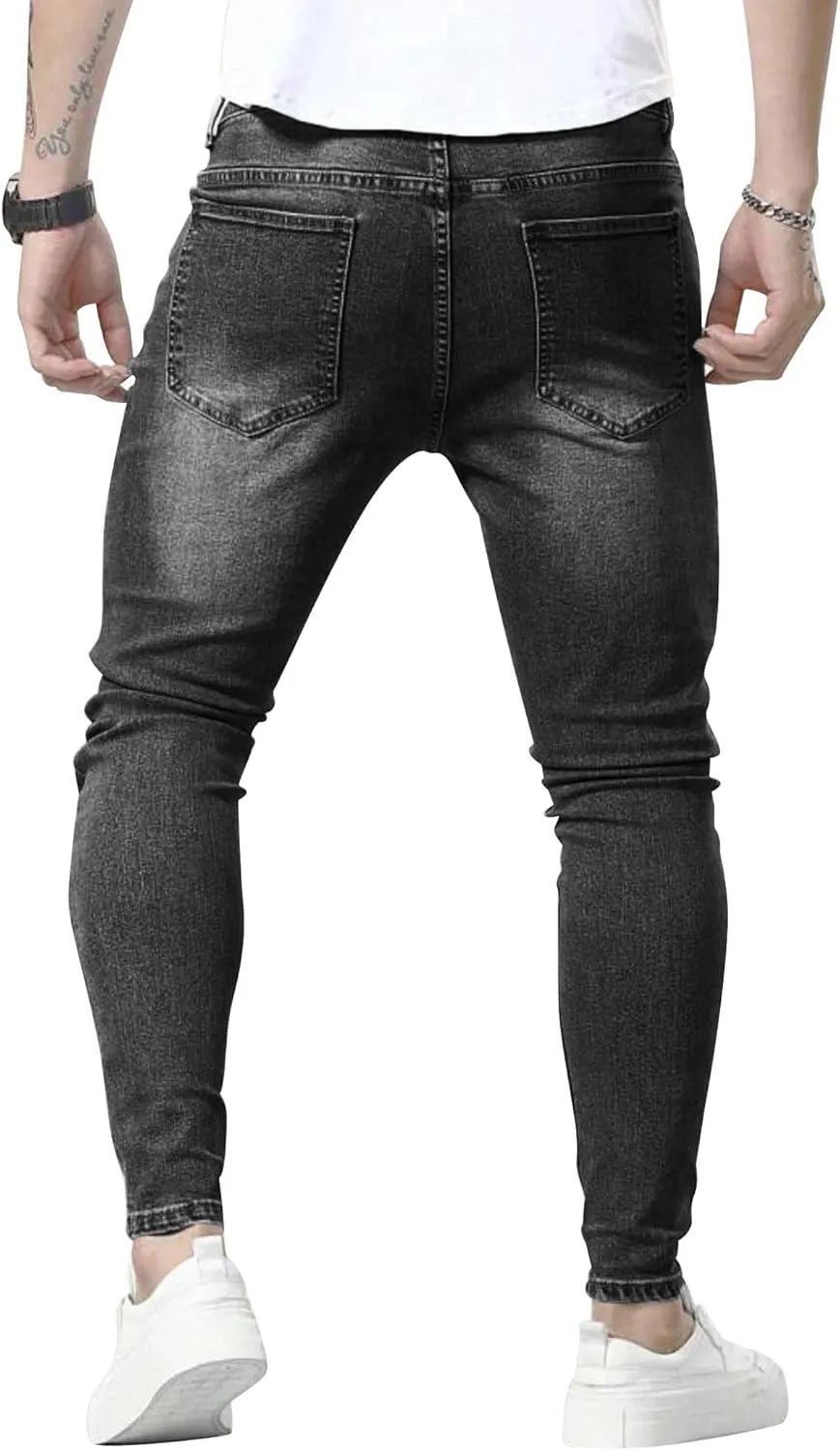 HUNGSON Skinny Jeans for Men Stretch Slim Fit Ripped Distressed