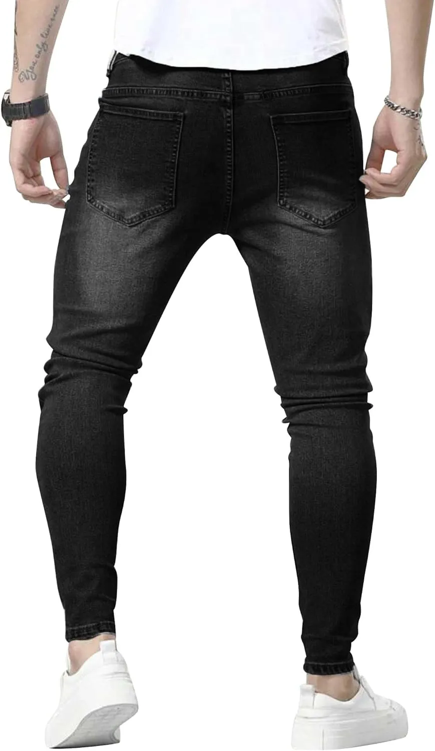 HUNGSON Skinny Jeans for Men Stretch Slim Fit Ripped Distressed