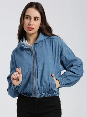 Ice Blue Denim Crop Jackets