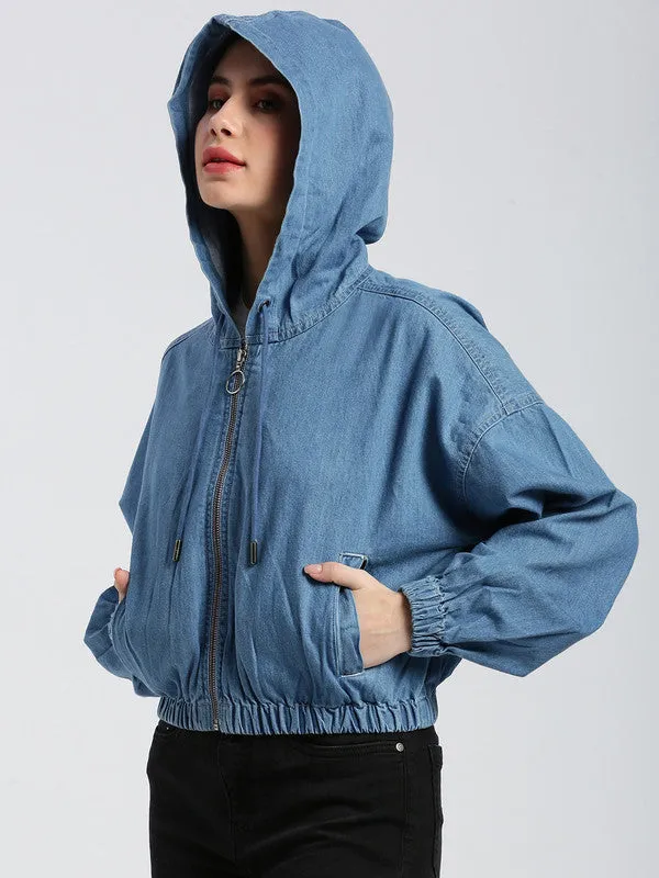 Ice Blue Denim Crop Jackets
