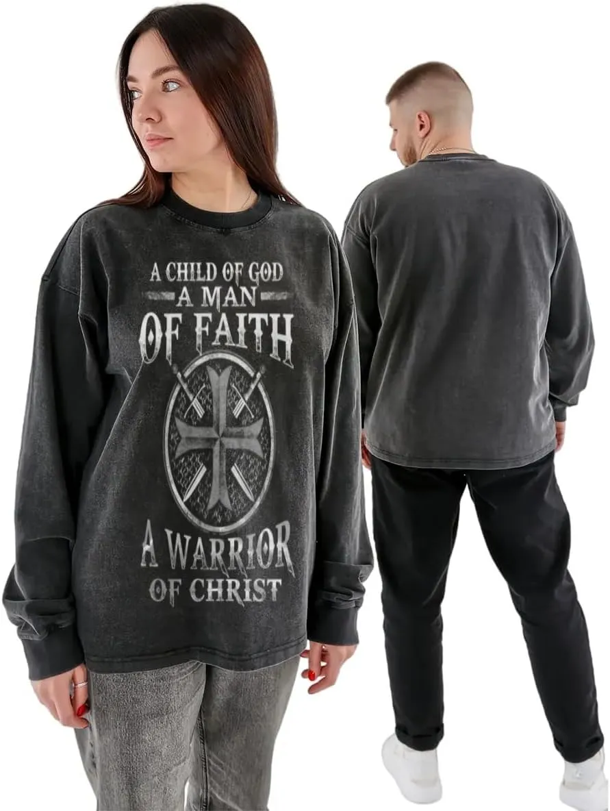 I'm A Christian I am not Perfect I Make Mistakes Vintage Long-Sleeved Denim Jacket Shirt Men's Round Neck Sports T-Shirt