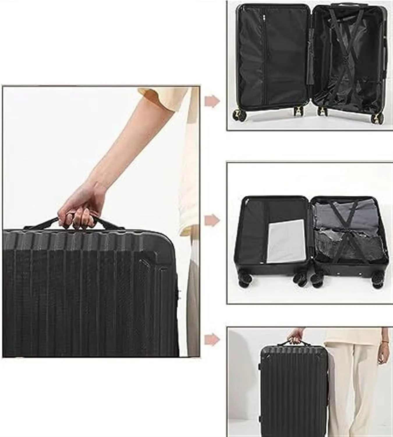 IRYZE Lightweight Suitcase Suitcase With Spinner Wheels Hardshell Lightweight Rolling For Business Travel Suitcase Carry on Luggage (Color : Pink, Size : 22in)