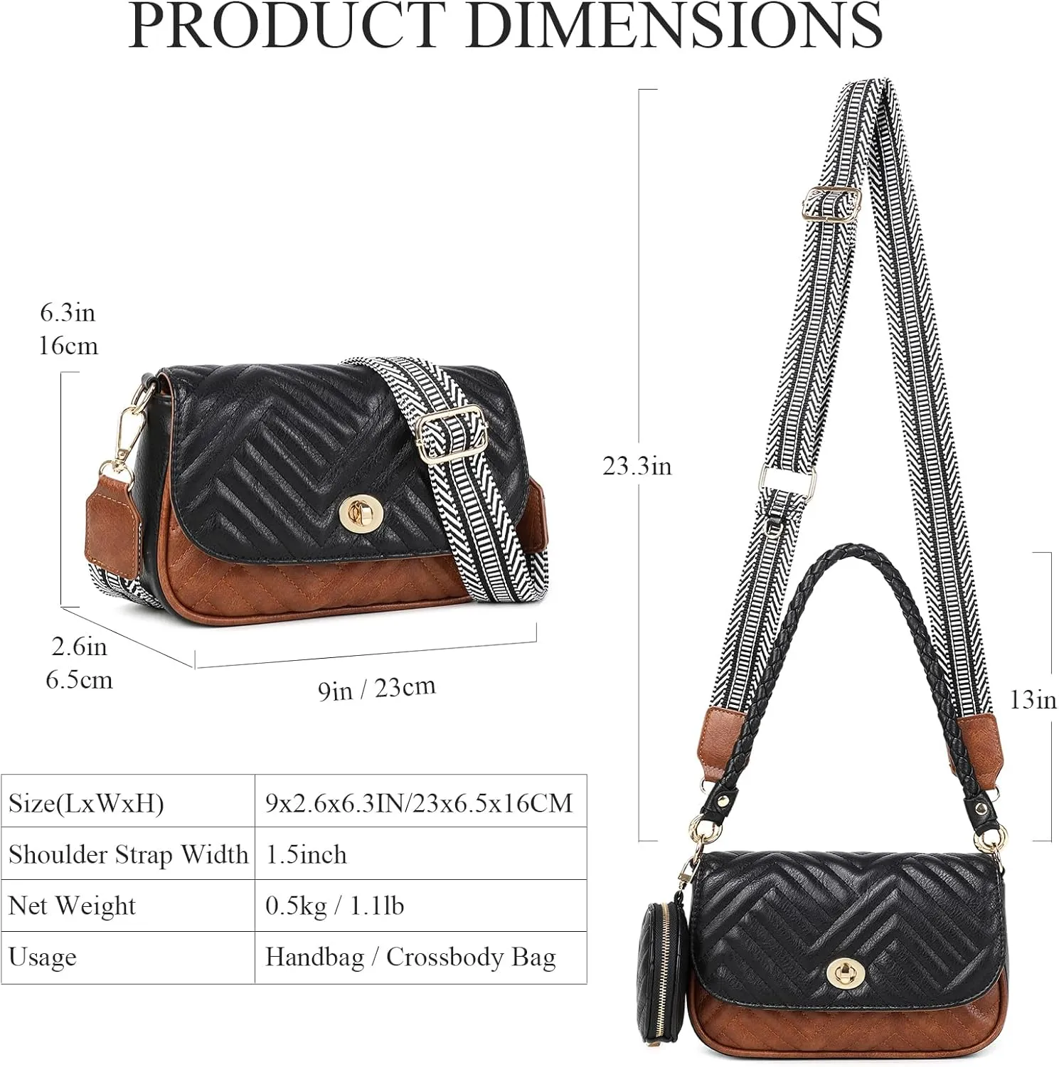 JEEHAN Quilted Crossbody Bags for women Designer Shoulder Handbags Small Purse