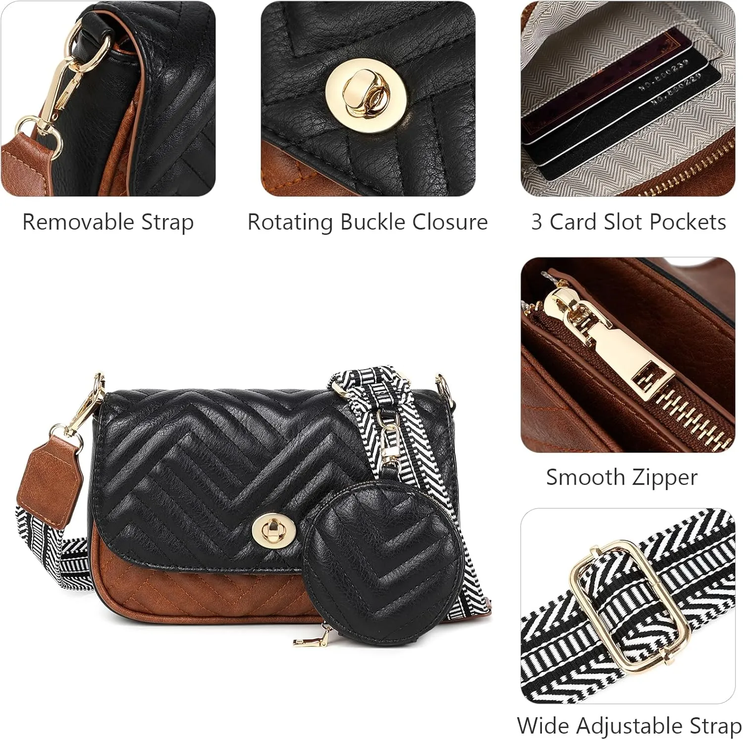 JEEHAN Quilted Crossbody Bags for women Designer Shoulder Handbags Small Purse