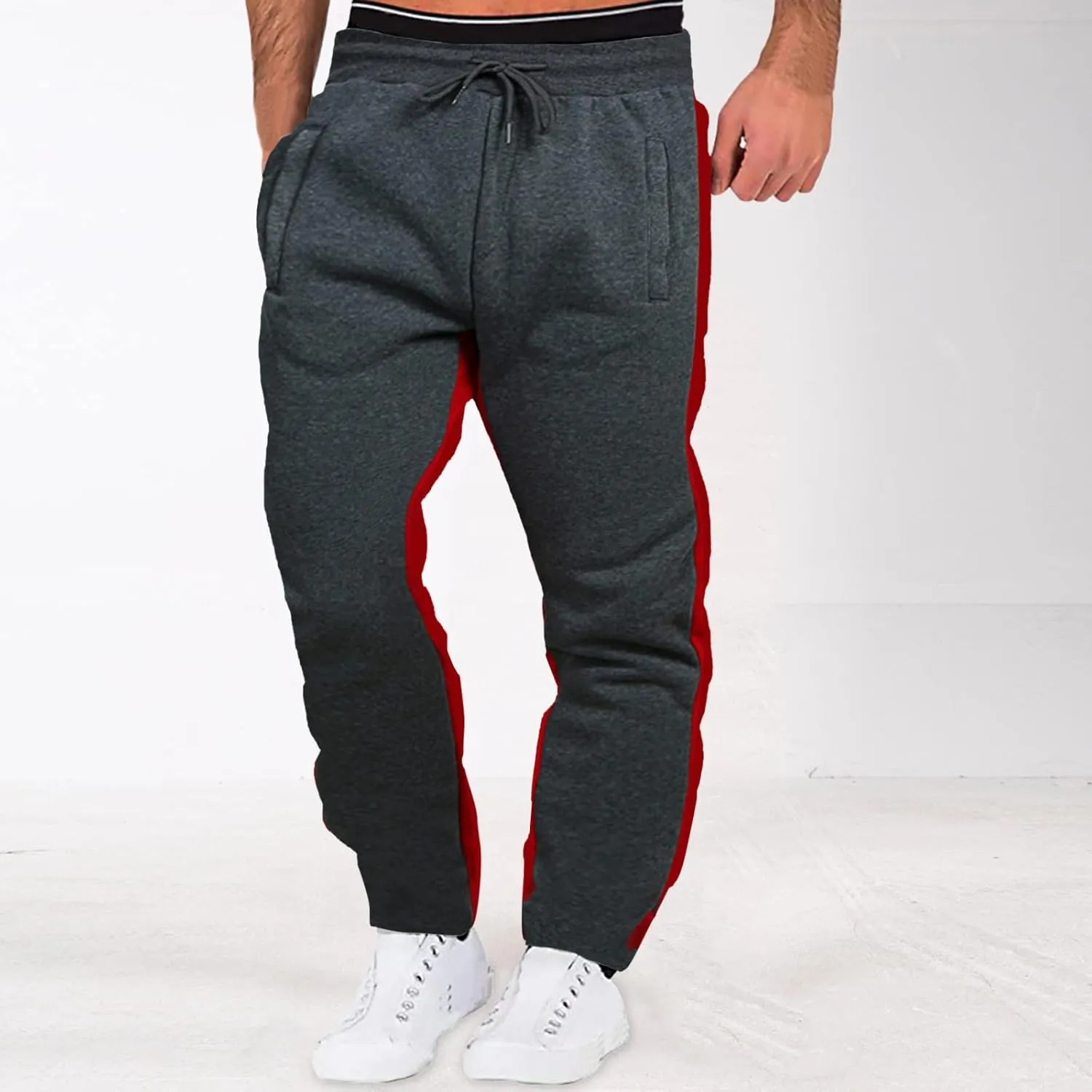 Joggers for Men Fleece Casual Drawstring Baggy Sport Athletic Gym Workout Sweatpants Cargo Sweatpants with Pockets
