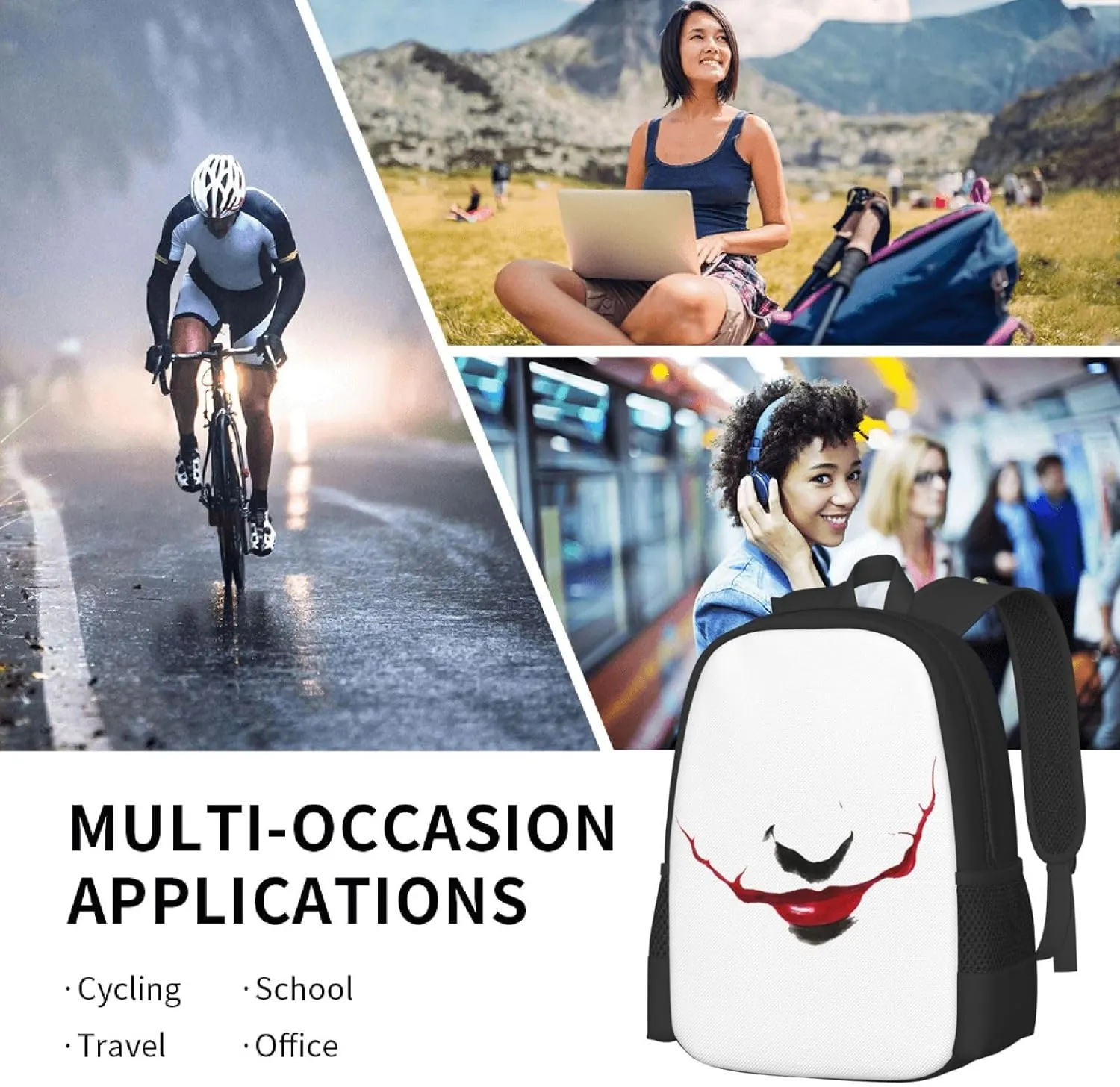 Joker Smile Backpack Lightweight Large Capacity Laptop Backpack Travel Backpacks for Unisex
