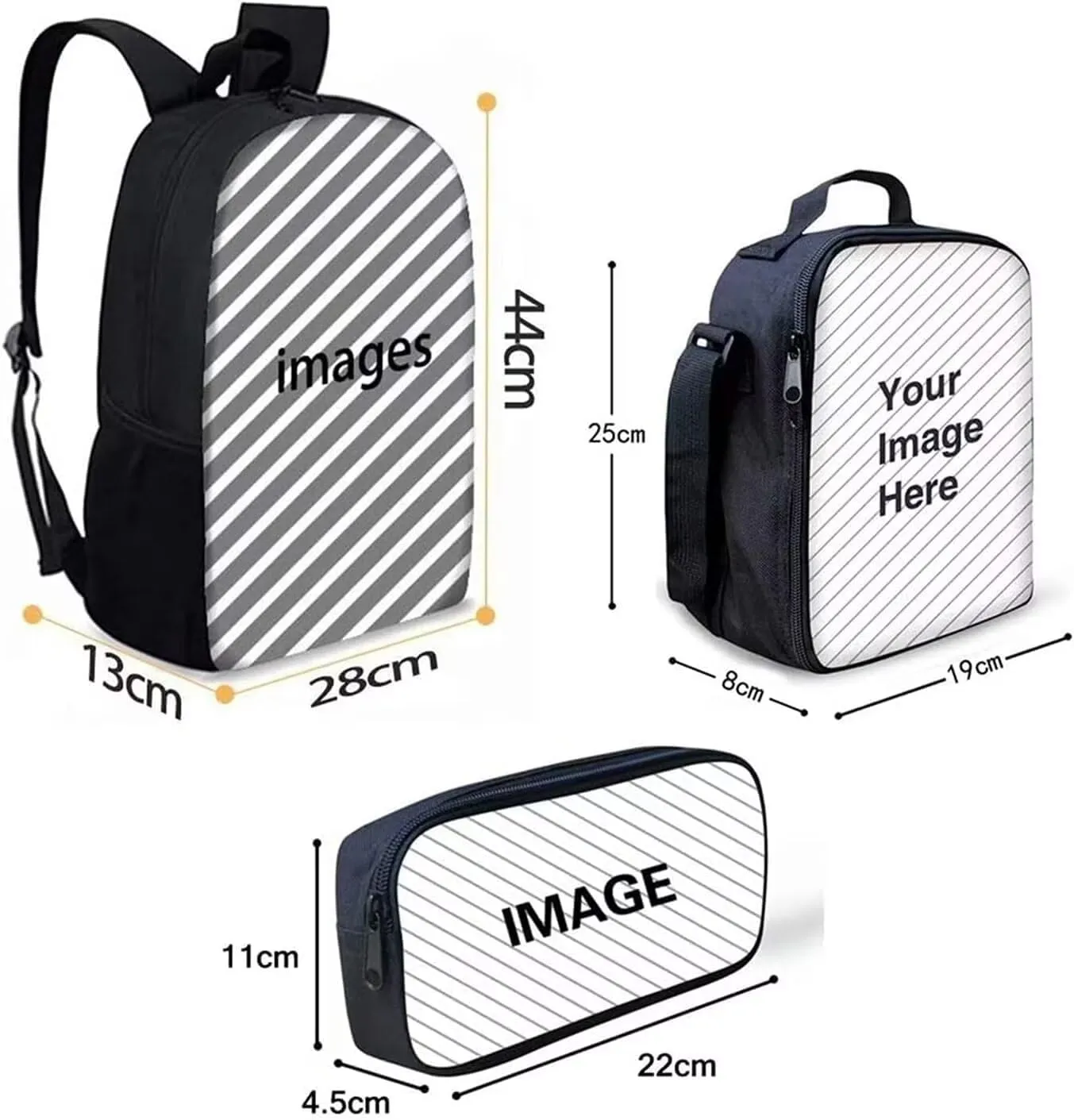 KEIAHUAN Chicken Pattern School Backpack for Kids with Lunch Box and Pencil Case Knapsacks Shoulder Backpack Primary School Bag 3 Pieces