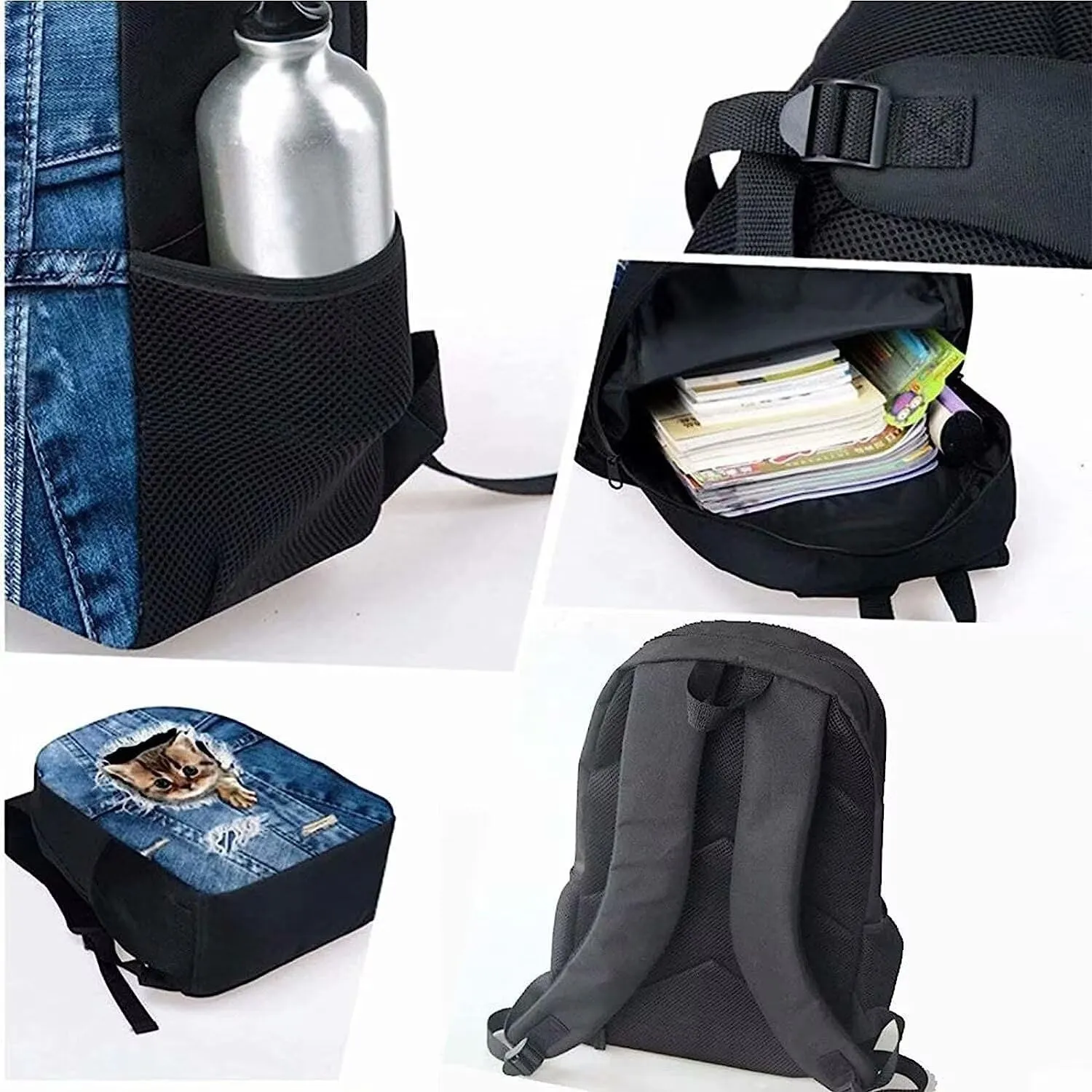 KEIAHUAN Chicken Pattern School Backpack for Kids with Lunch Box and Pencil Case Knapsacks Shoulder Backpack Primary School Bag 3 Pieces