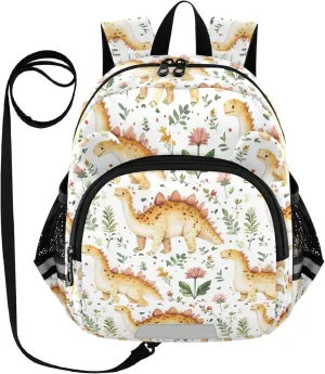 KLL Cute Ears Cute School Backpack Leash Boy's Girl's Anti-Lost Personalized Daycare Diaper Bag with Reflective Strip M Beauty Dinosaur Stegosaurus Planetary