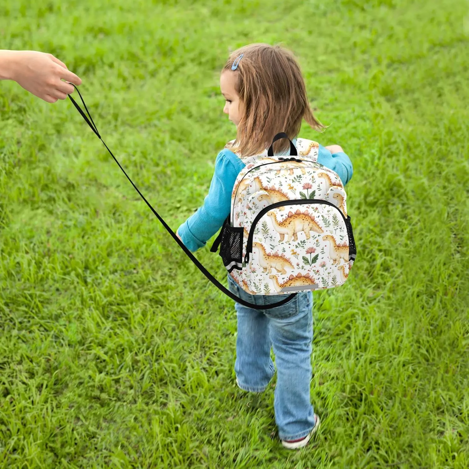 KLL Cute Ears Cute School Backpack Leash Boy's Girl's Anti-Lost Personalized Daycare Diaper Bag with Reflective Strip M Beauty Dinosaur Stegosaurus Planetary