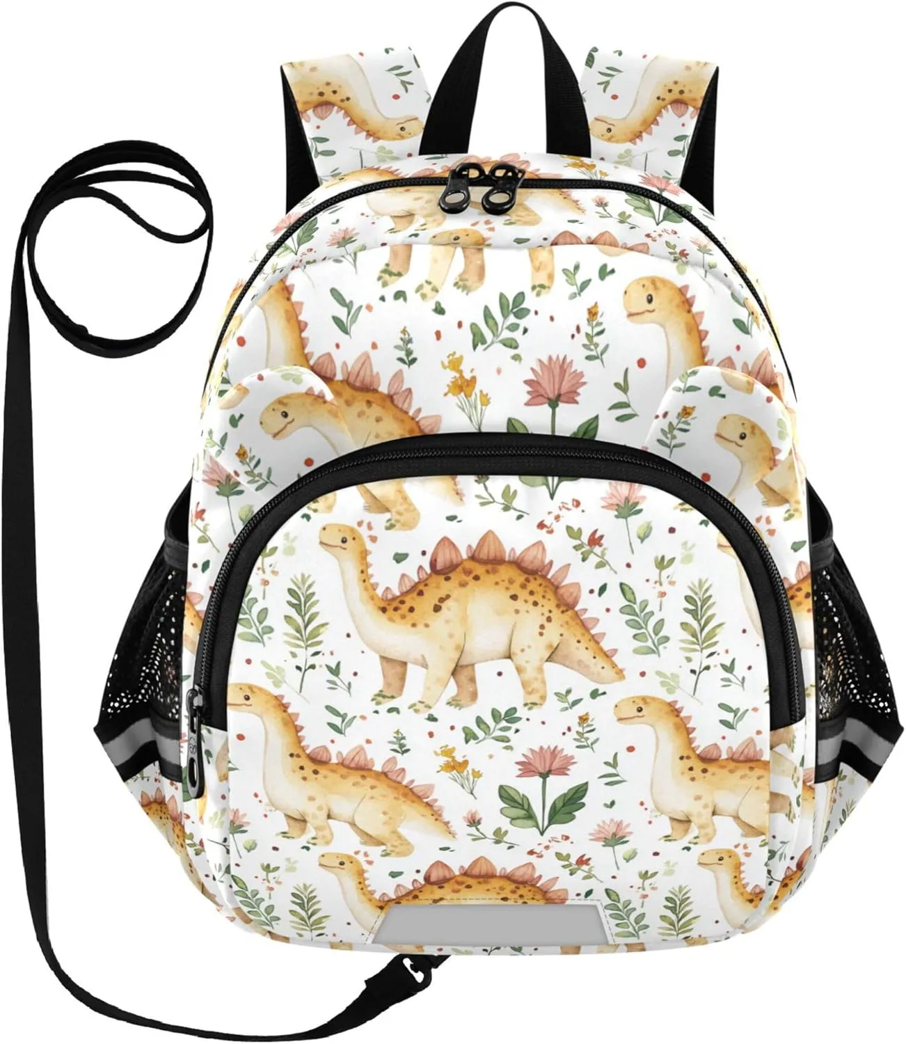 KLL Cute Ears Cute School Backpack Leash Boy's Girl's Anti-Lost Personalized Daycare Diaper Bag with Reflective Strip M Beauty Dinosaur Stegosaurus Planetary