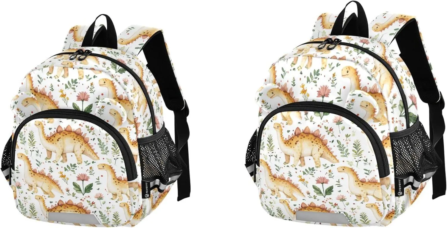 KLL Cute Ears Cute School Backpack Leash Boy's Girl's Anti-Lost Personalized Daycare Diaper Bag with Reflective Strip M Beauty Dinosaur Stegosaurus Planetary