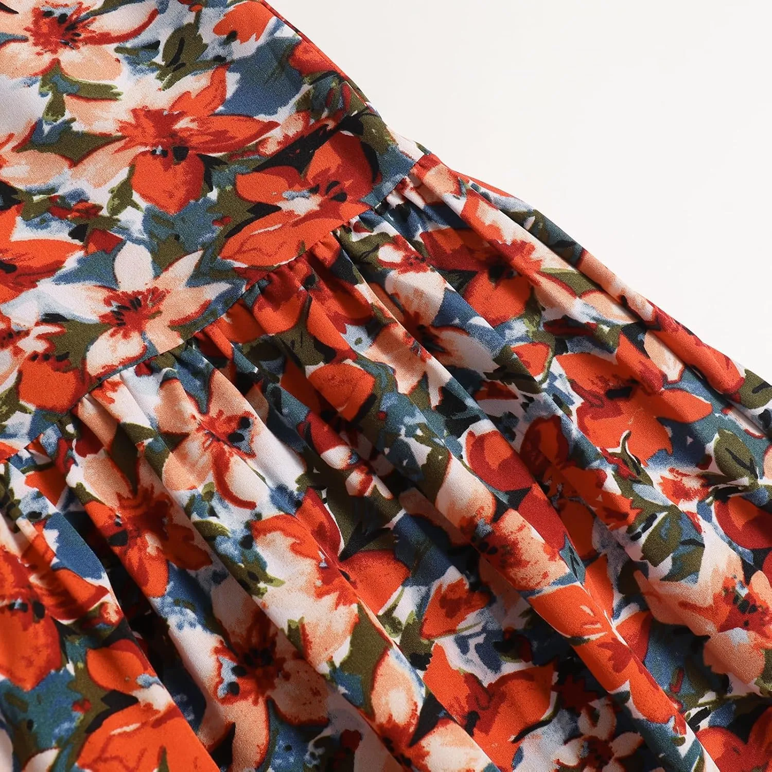Ladies Elastic Waist High Waist Skirt Spring Summer and Autumn Pocket Casual Pleated Skirt