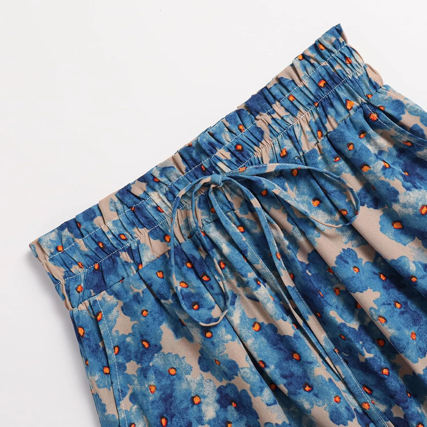Ladies High Waist Printed Skirt Elastic Waist Casual A-Shaped Skirt in Spring Summer and Autumn