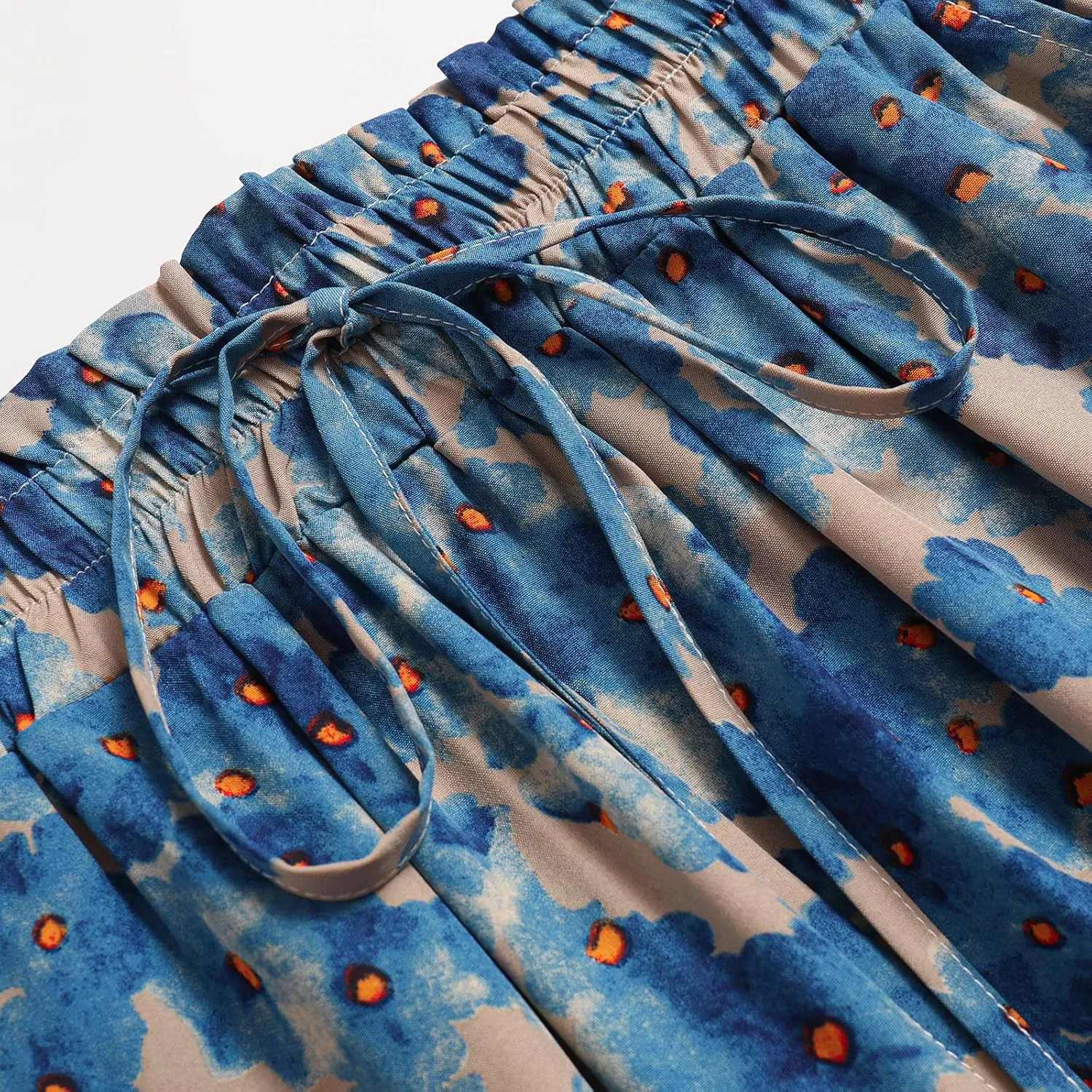 Ladies High Waist Printed Skirt Elastic Waist Casual A-Shaped Skirt in Spring Summer and Autumn