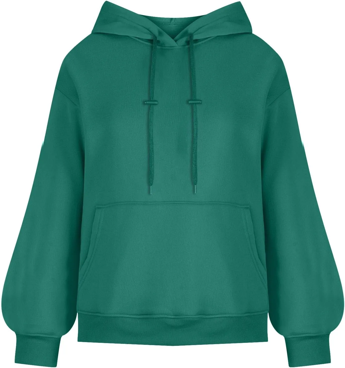 Lantern Sleeve Hoodies for Women Fashion Oversized Plus Size Casual Hoodie Solid Drawstring Sweatshirts with Pocket