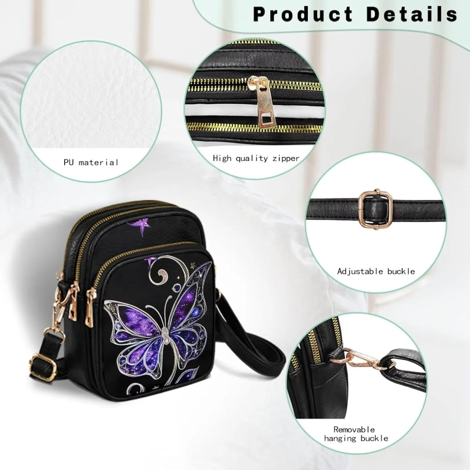 Leather Satchel Bags for Women Crossbody Mini Messenger Bag for Cell Phone Travel Outdoor Hiking
