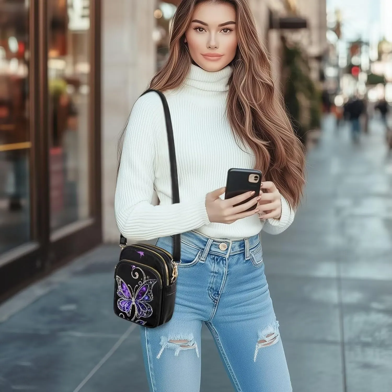 Leather Satchel Bags for Women Crossbody Mini Messenger Bag for Cell Phone Travel Outdoor Hiking