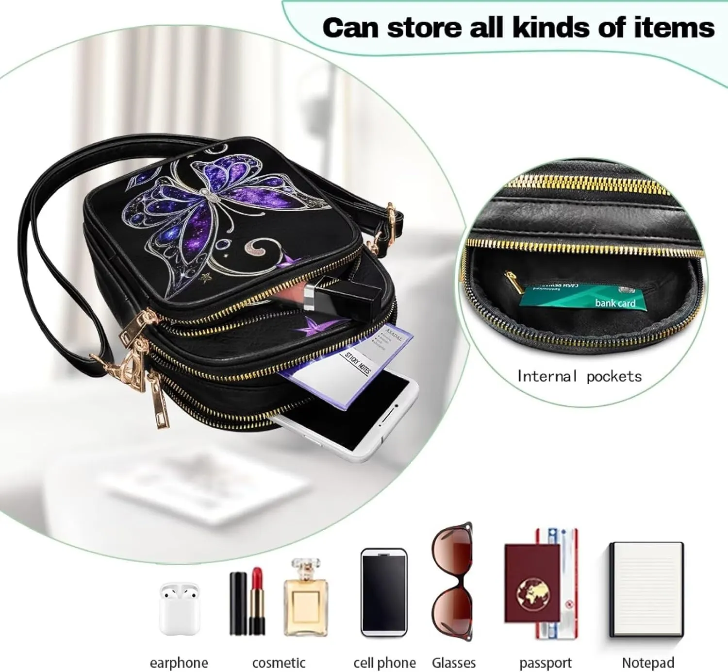 Leather Satchel Bags for Women Crossbody Mini Messenger Bag for Cell Phone Travel Outdoor Hiking